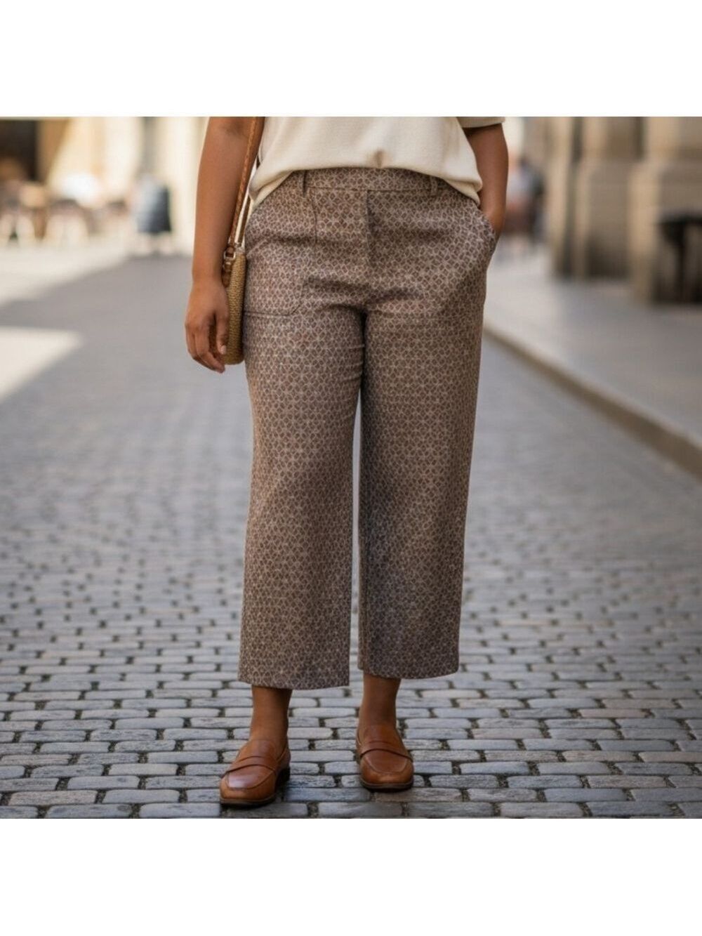 Jules & Leopold Beige Patterned Trousers